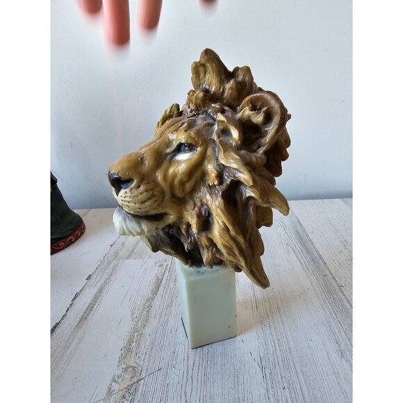 Spring Lion head bust statue figurine realistic unique vintage decor African uni - Picture 2 of 9